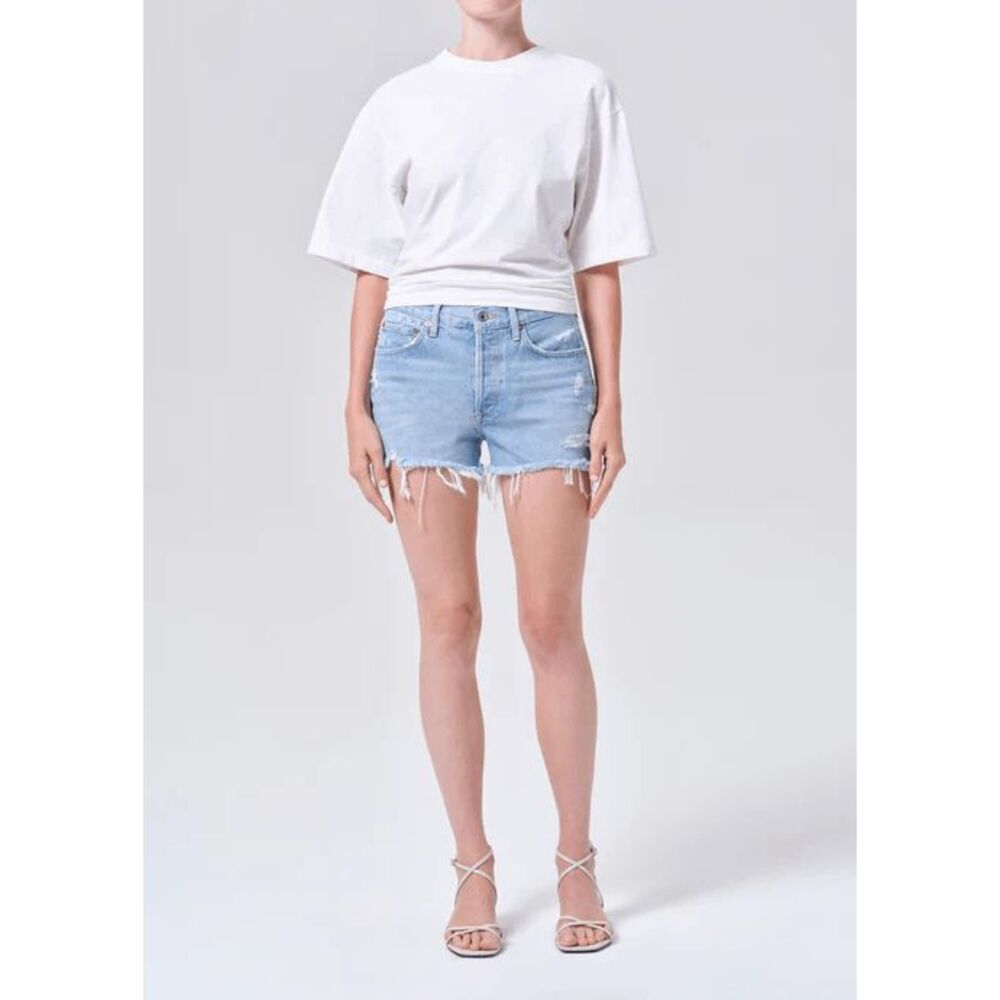 Agolde Swapmeet Blue Denim Parker Vintage Cut-Off Jean Shorts Women's Size 32 - Picture 1 of 7